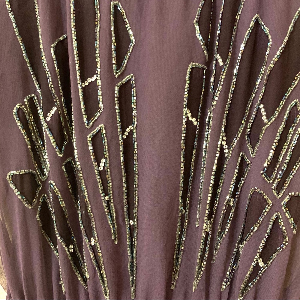 Romeo & Juliet Couture Puple Beaded Sheer Dress - Picture 7 of 14